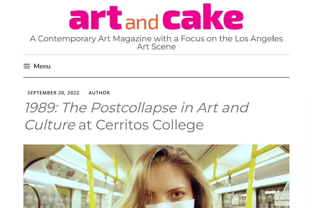 screenshot of the article as it appears on Art and Cake LA website